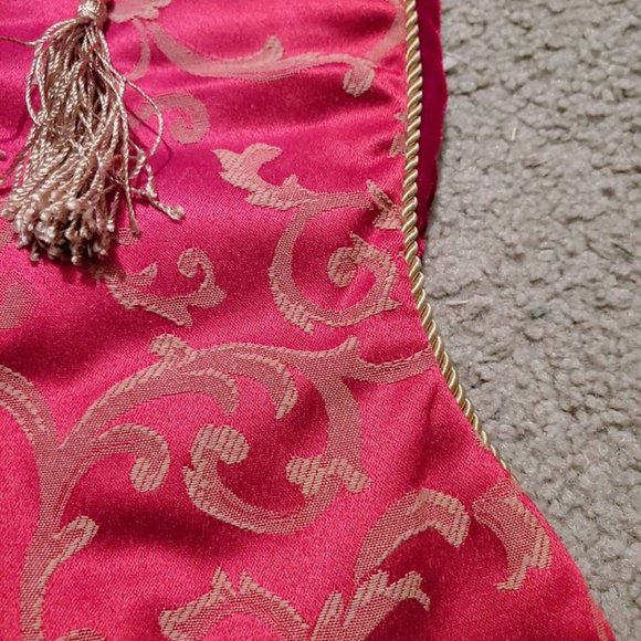 Christmas Stocking tassel red gold filigree HP - Picture 3 of 5